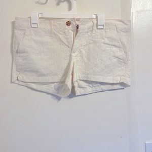 White lace shorts